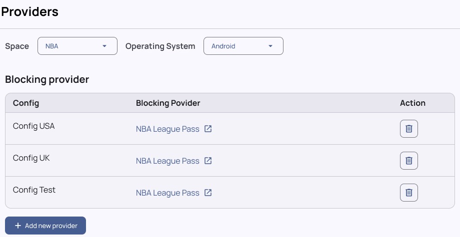 Providers — mapping config and OS to a blocking provider