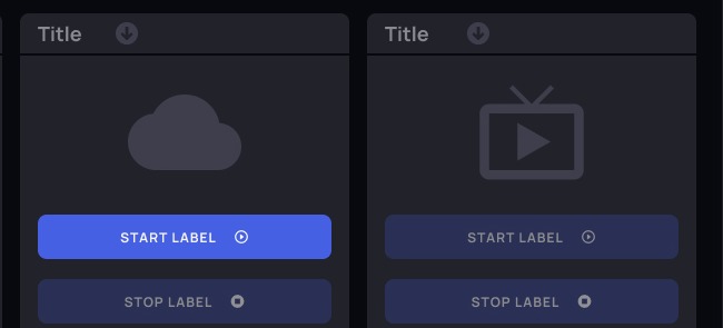 Idle state — ready to start, gray icon