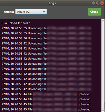 Old design — logs panel, every entry the same color regardless of severity